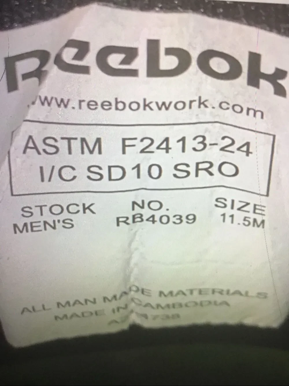 Reebok Men's Work Sublime Safety Cushion Composite Toe Work Size 11.5M